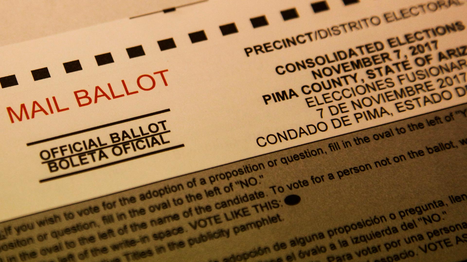 The ballot for a Nov. 7, 2017 Tucson election.