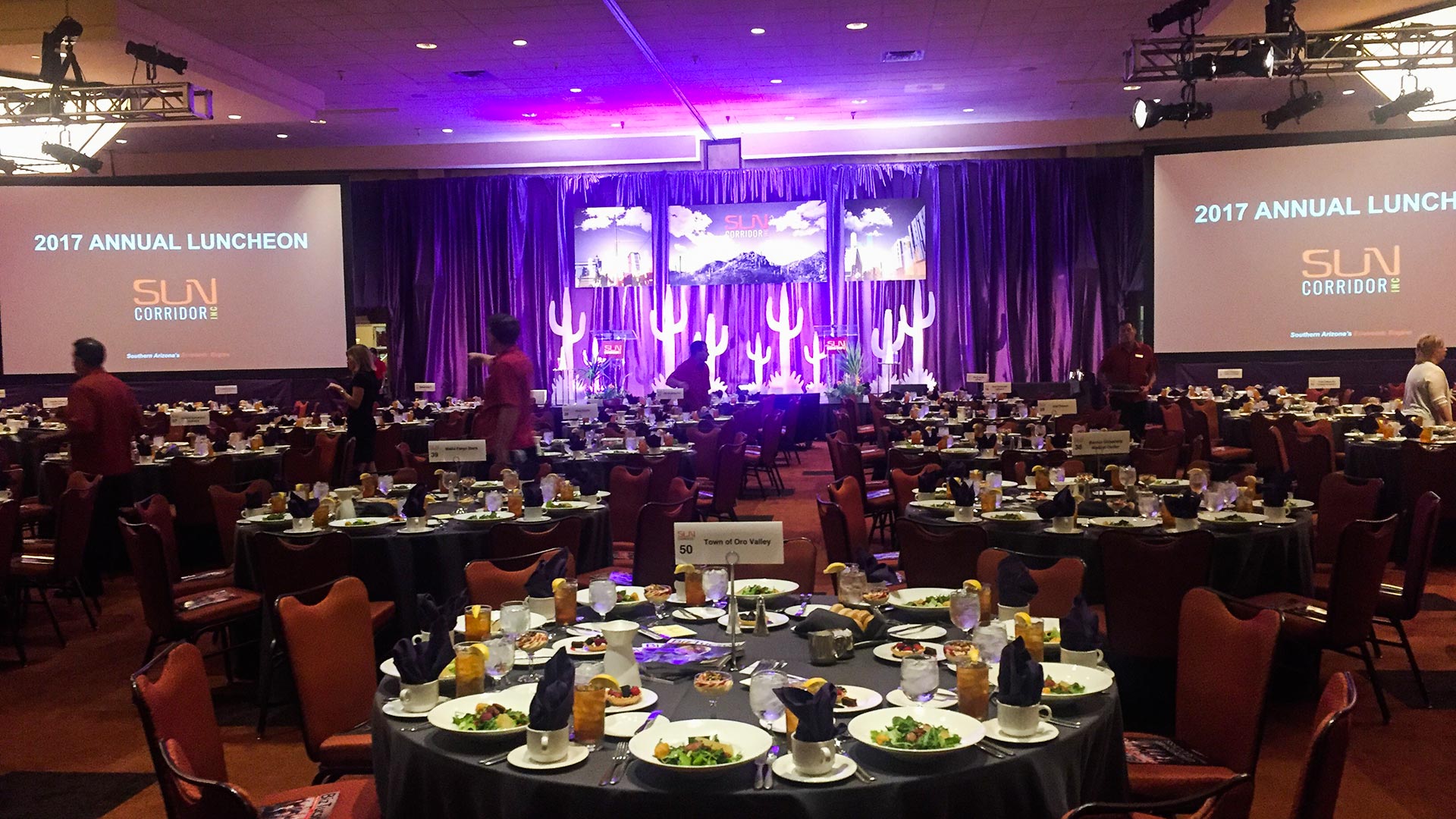 Tables set for Sun Corridor's 2017 luncheon, an annual event in which the organization lays out it's development goals for the region. 