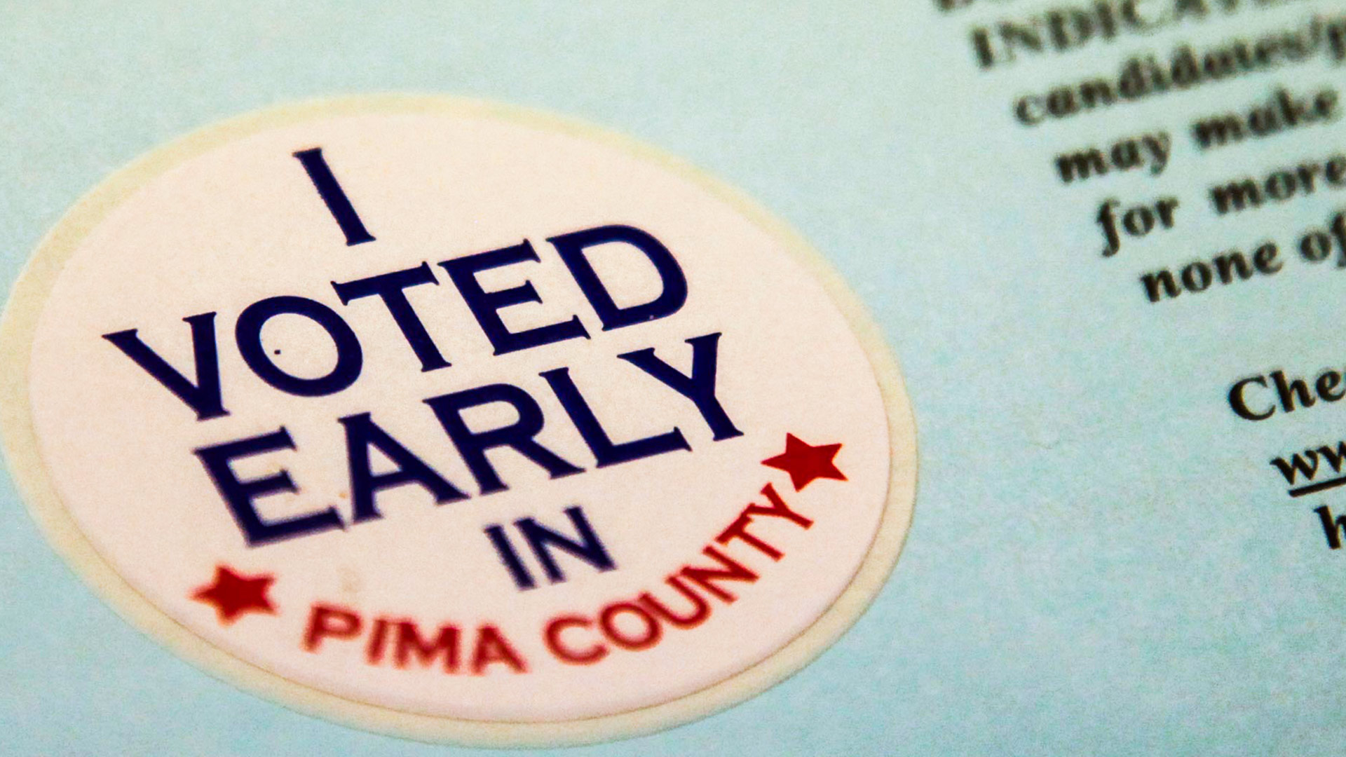 An "I voted early" sticker in a Nov. 7, 2017 election package.