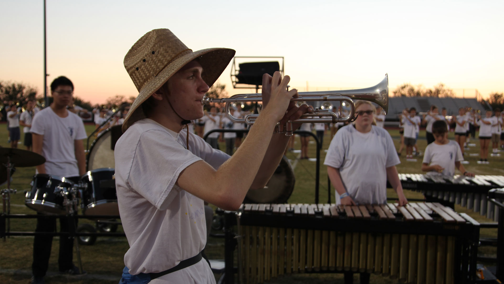 Falcons band student trumpet