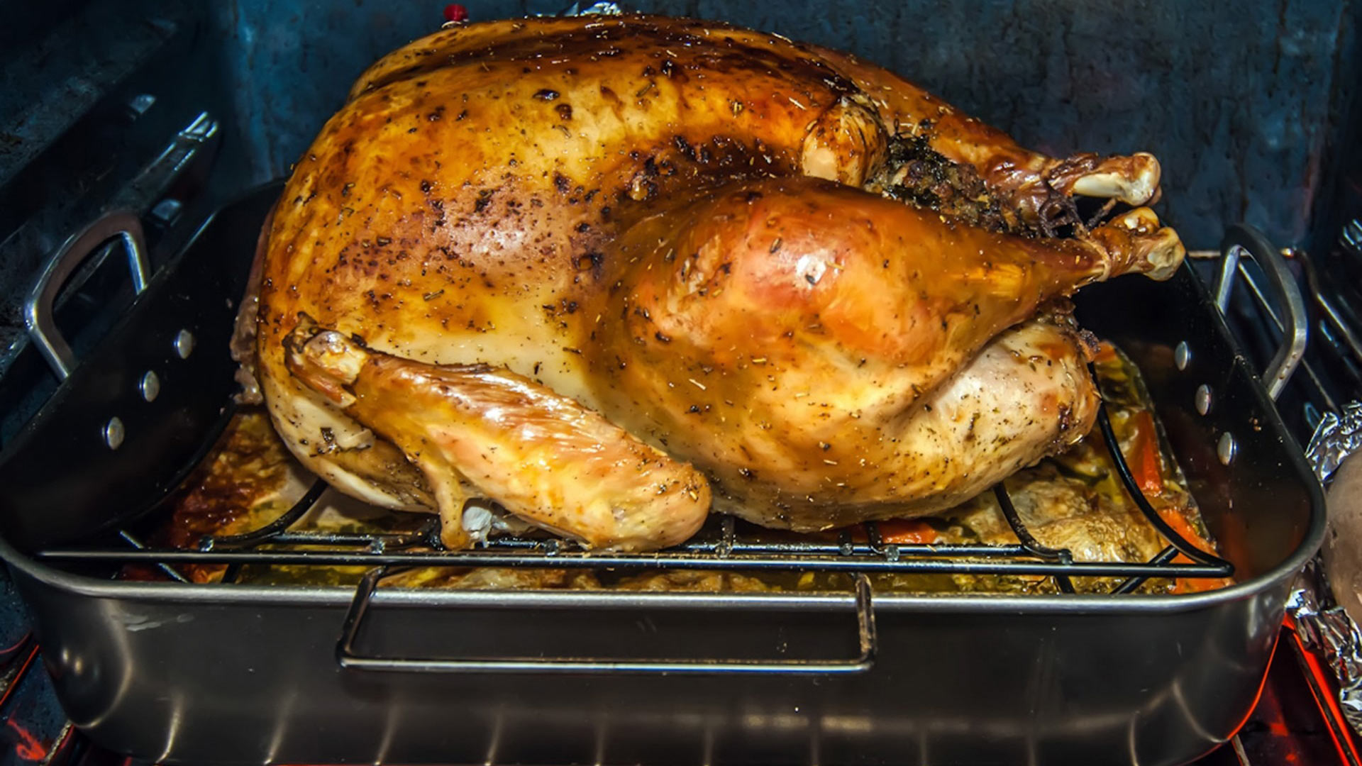 A roasting Thanksgiving Turkey.