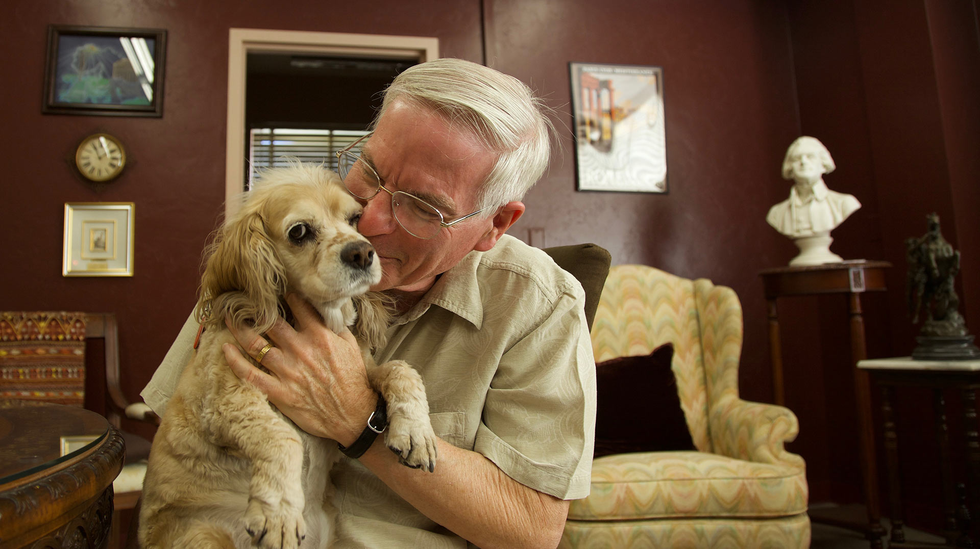 University of Arizona Professor David Soren, at right, and Lana. The two can sometimes be seen walking together on the UA campus.