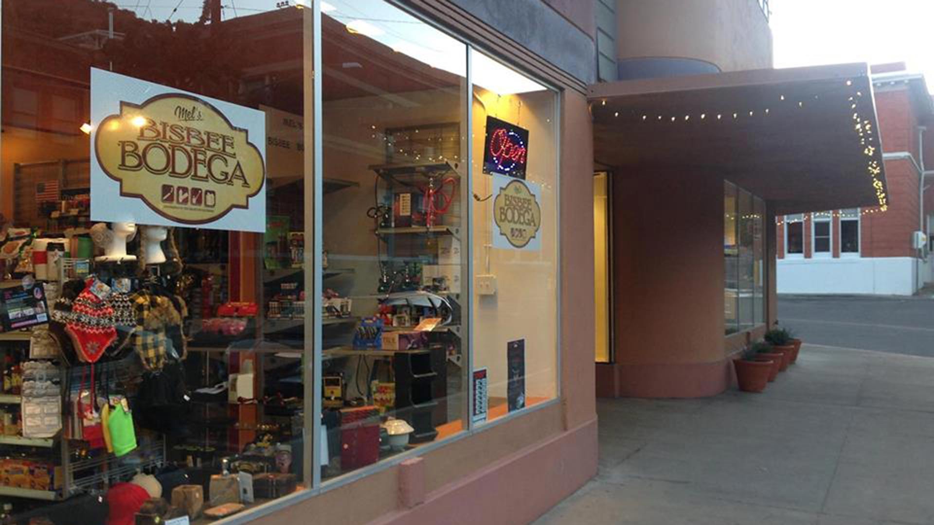 The view of Mel's Bisbee Bodega from Main Street.