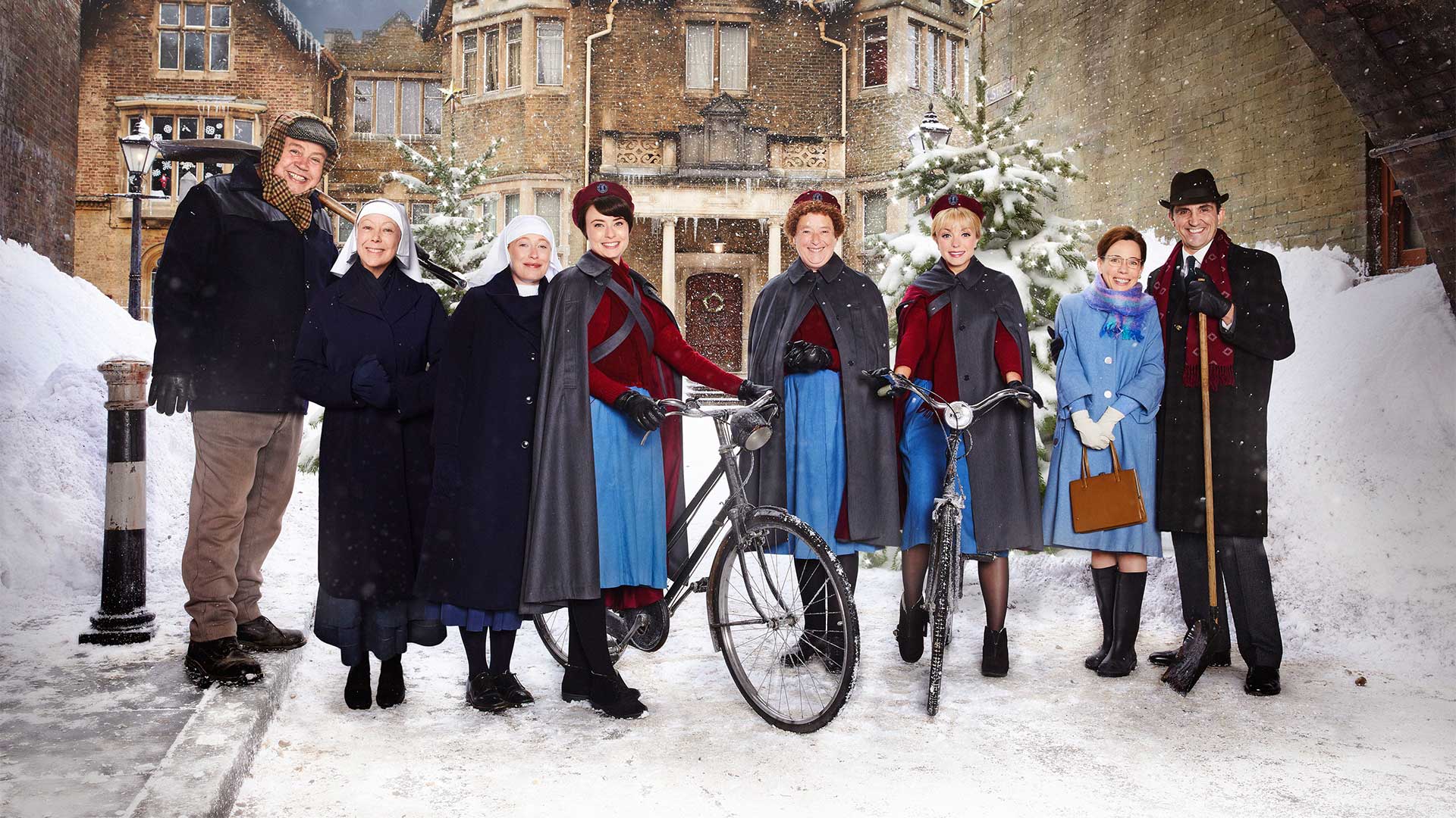 Cliff Parisi as Fred Buckle, Jenny Agutter as Sister Julienne, Victoria Yeates as Sister Winifred, Jennifer Kirby as Valerie Dyer, Linda Bassett as Nurse Phyllis, Helen George as Trixie Franklin, Laura Main as Shelagh Turner & Stephen McGann as Dr Patrick Turner