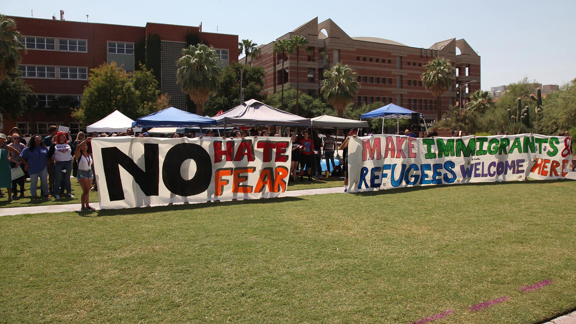 DACA students and supporters gather in 2017 after the president announced the end of the program that allowed "Dreamers" to stay in the country.