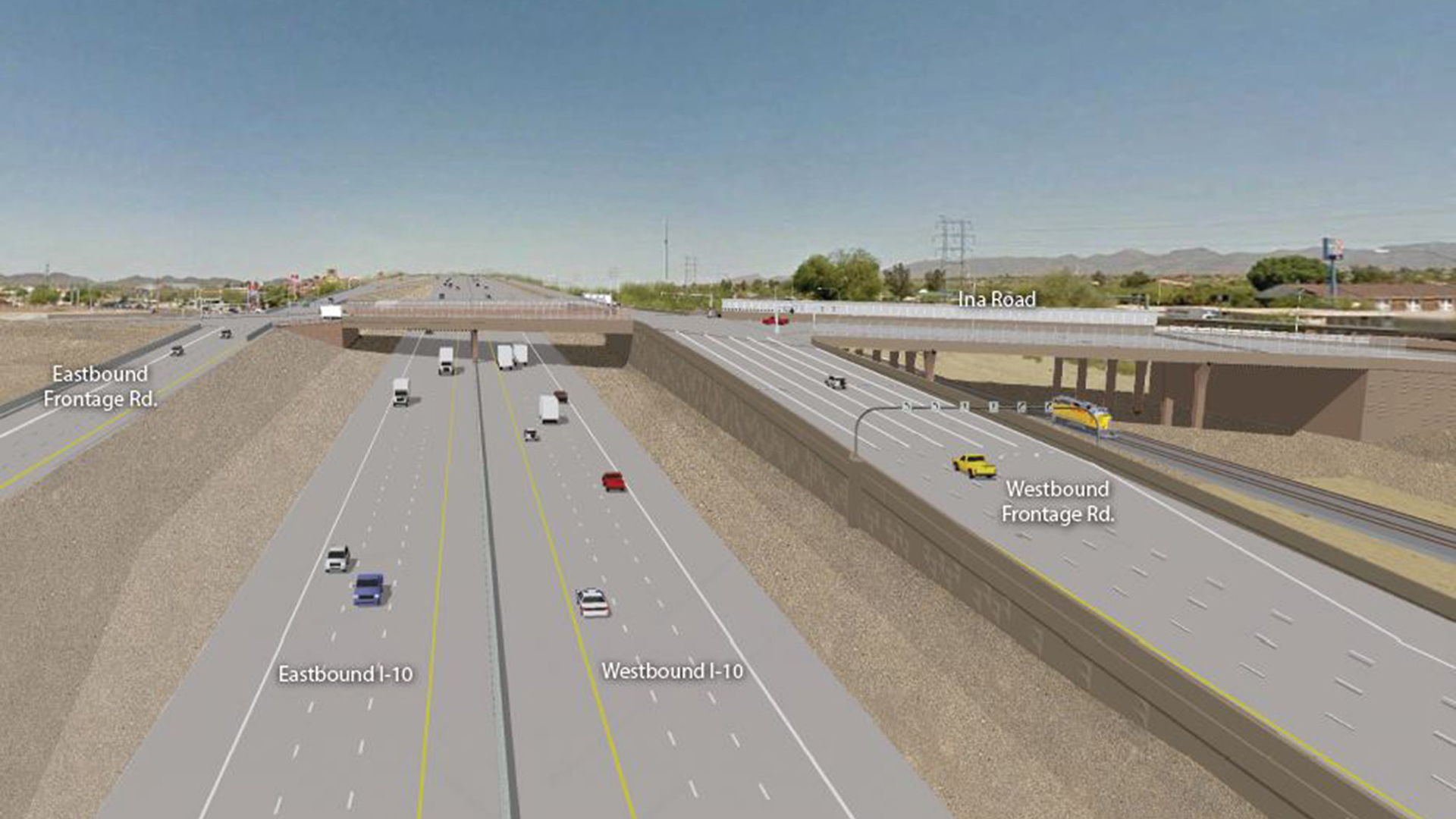 A rendering of what the new Ina Road and Interstate 10 interchange will look like when construction is complete.