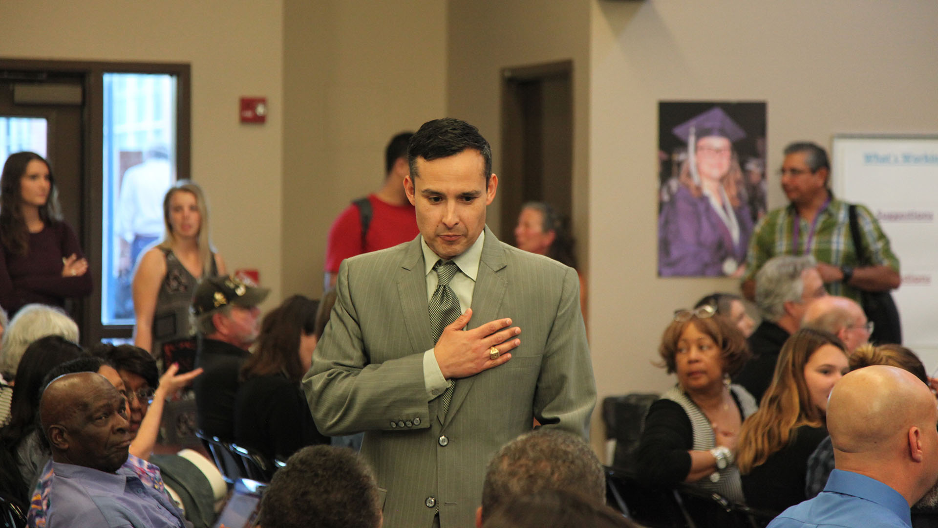 TUSD Superintendent H.T. Sanchez speaks with members of the public at a meeting of the district's Governing Board, Feb. 21, 2017.