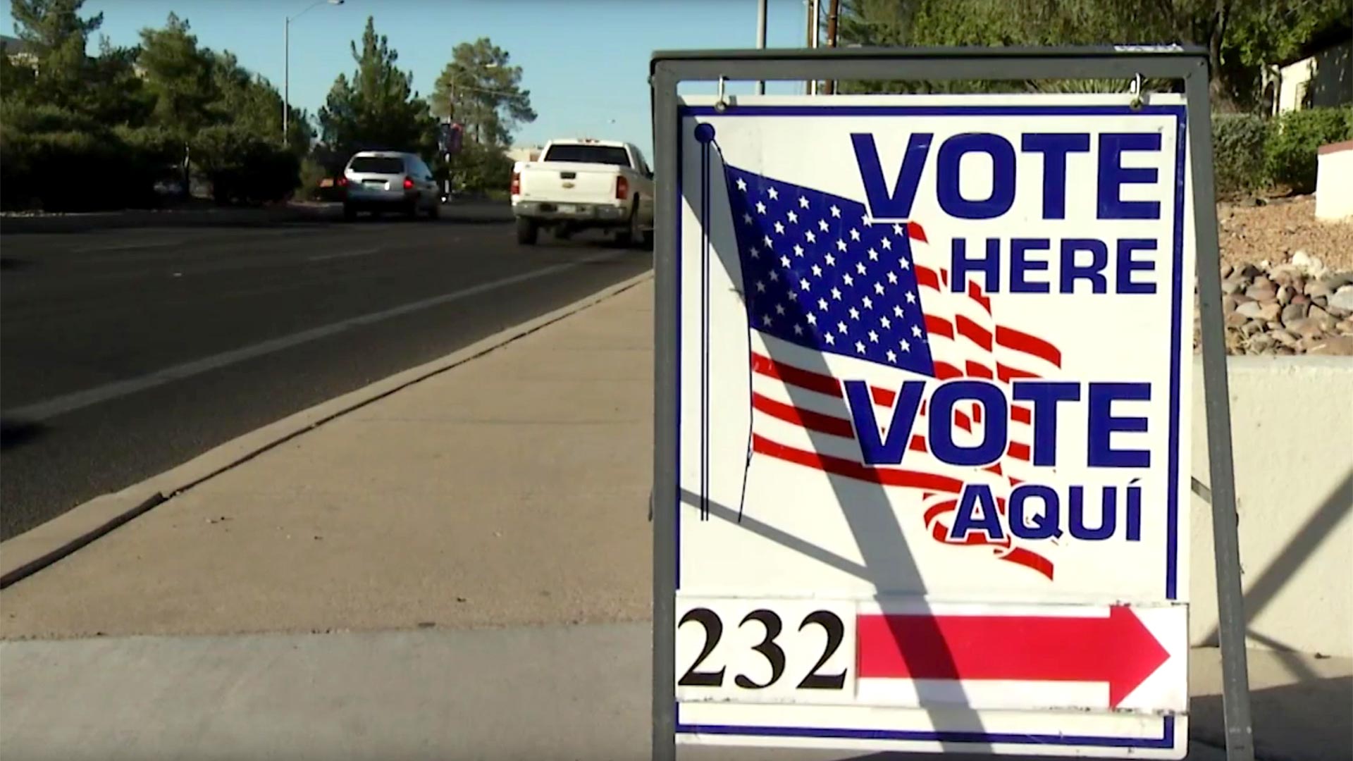 Vote Here street sign tucson hero