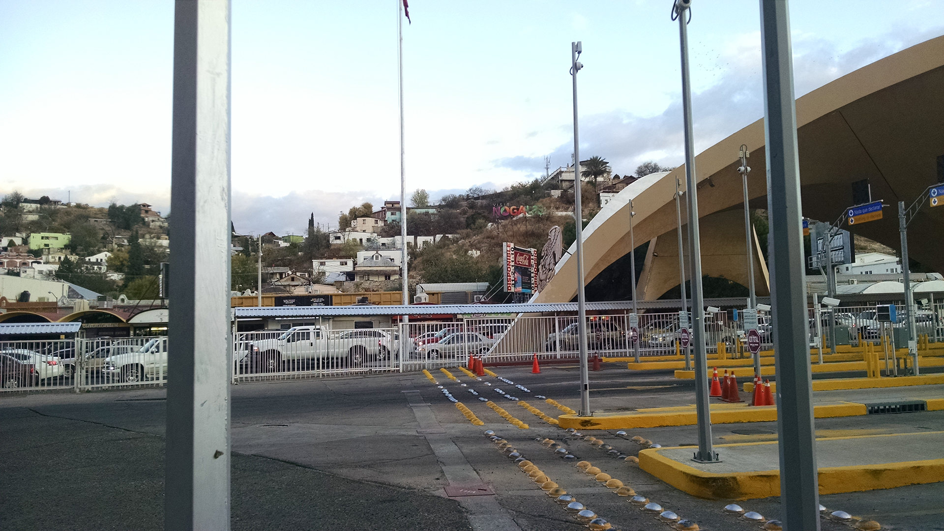 Cars line up to enter the U.S. at the international boundary with Mexico in Nogales.