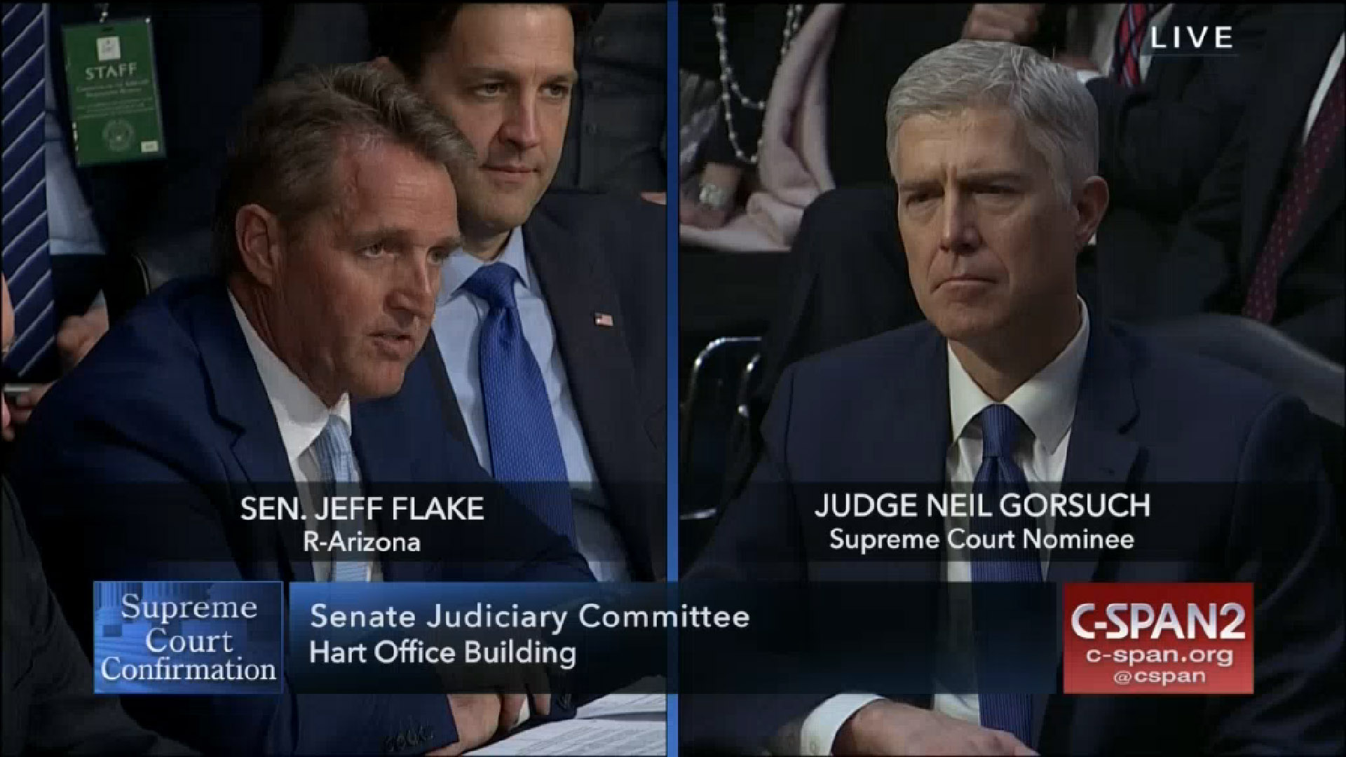 U.S. Senator Jeff Flake, R-Ariz., speaks at confirmation hearings of Supreme Court nominee Neil Gorsuch, March 20, 2017.