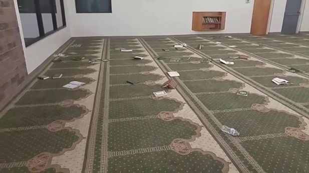 A man destroyed copies of the Quran and threw them around the Mosque's prayer room in the early morning of March 13, 2017. 