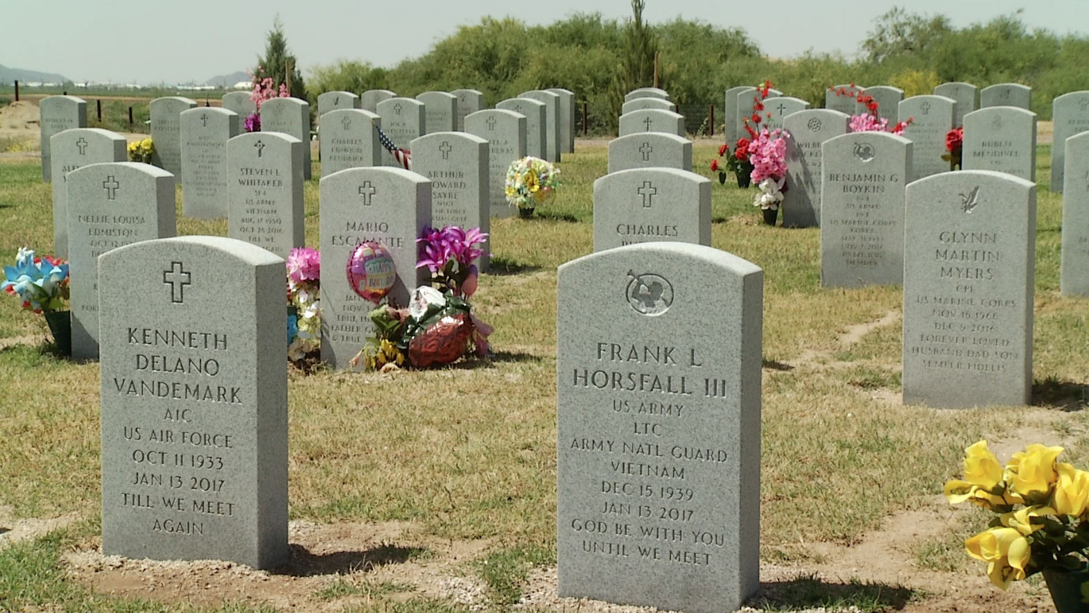 Headstones at the Veterans' Memorial Cemetery at Marana.
