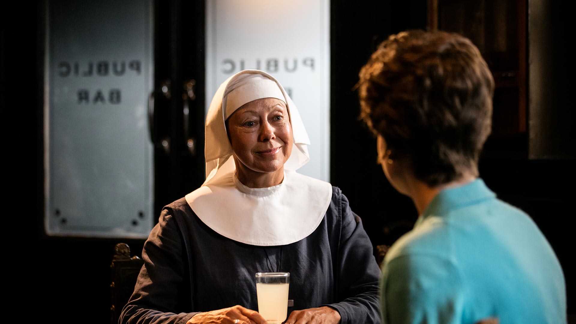 Jenny Agutter as Sister Julienne, Jennifer Kirby as Valerie Dwyer