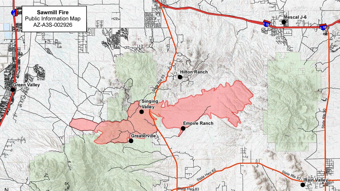 Sawmill Fire map hero