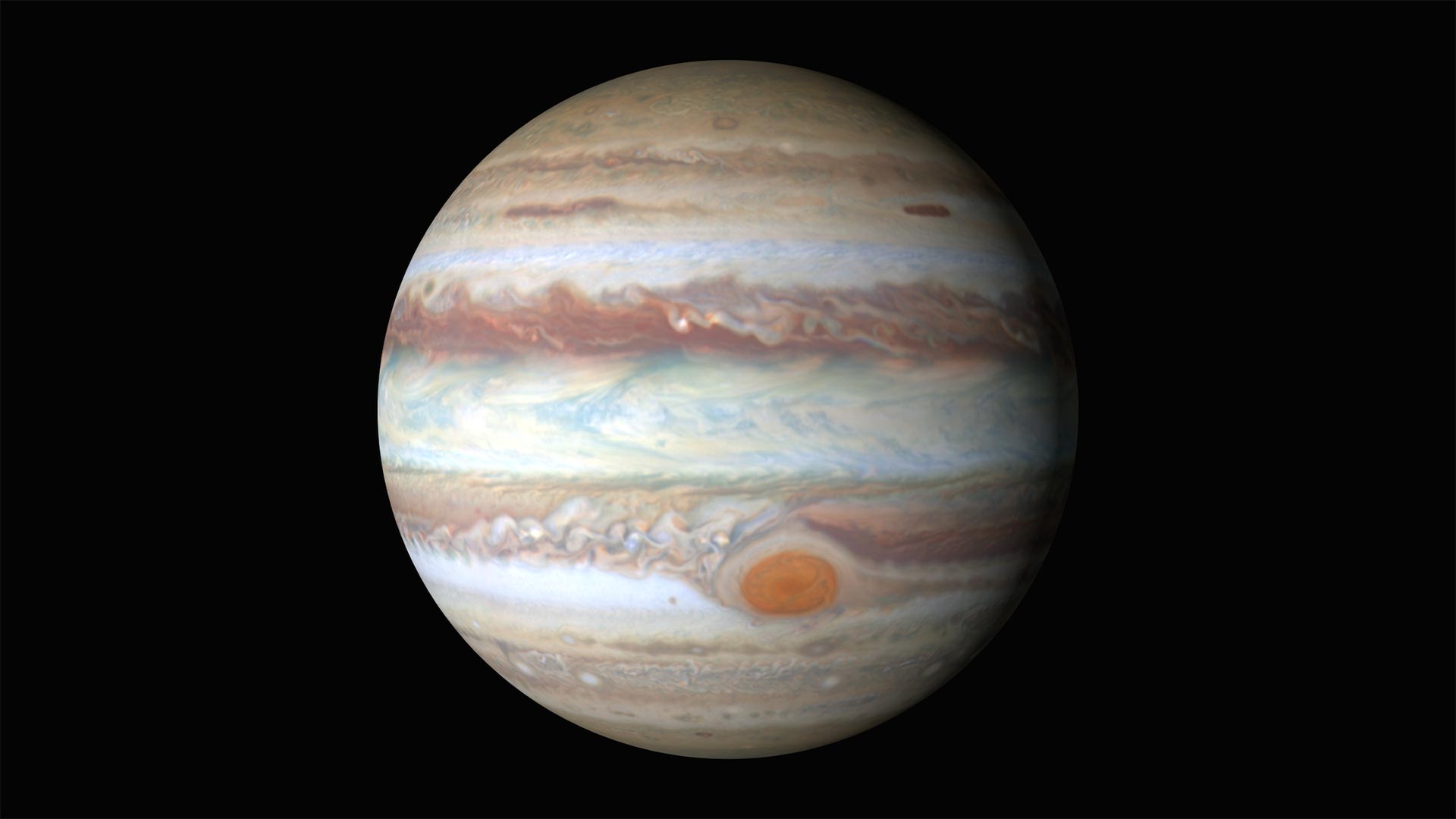 An HD animation of Jupiter created with maps made with Hubble imagery, 2015.