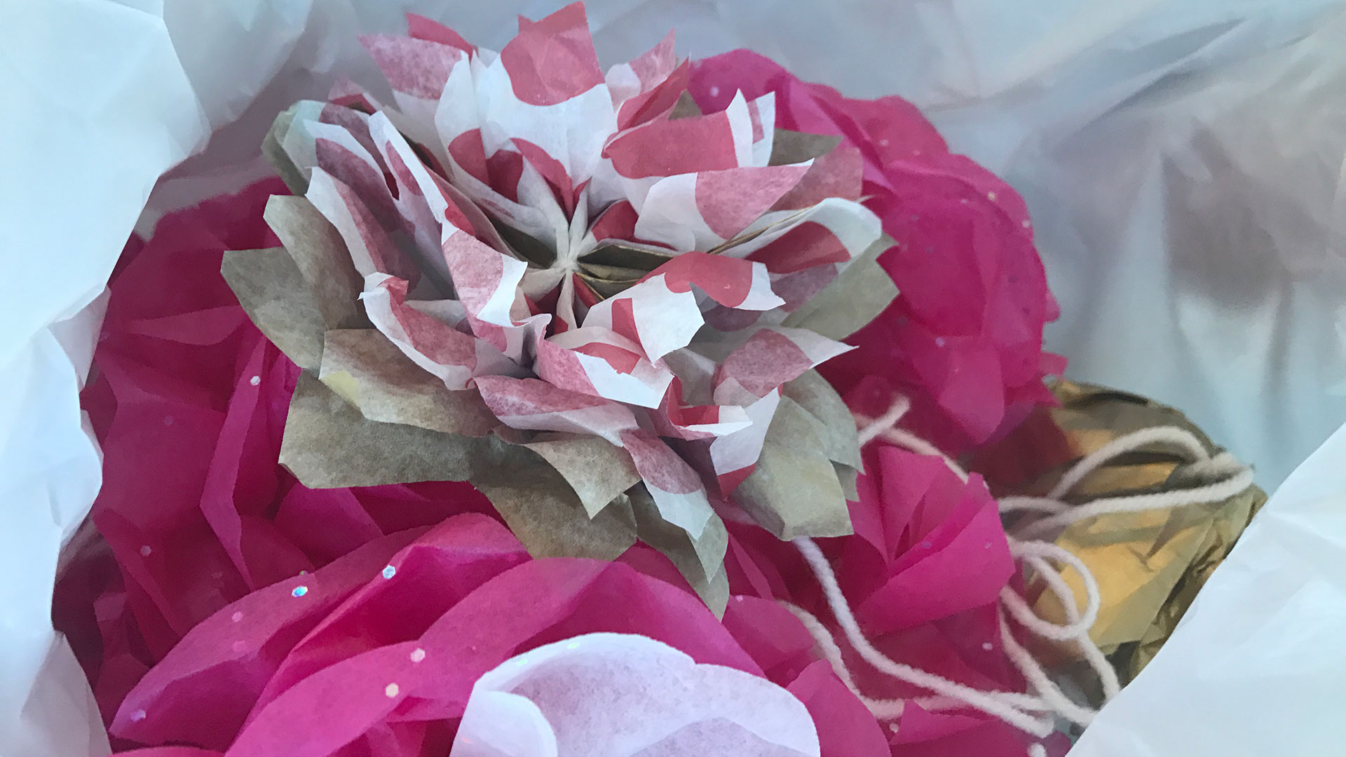 Pink paper flower Elaine Troy