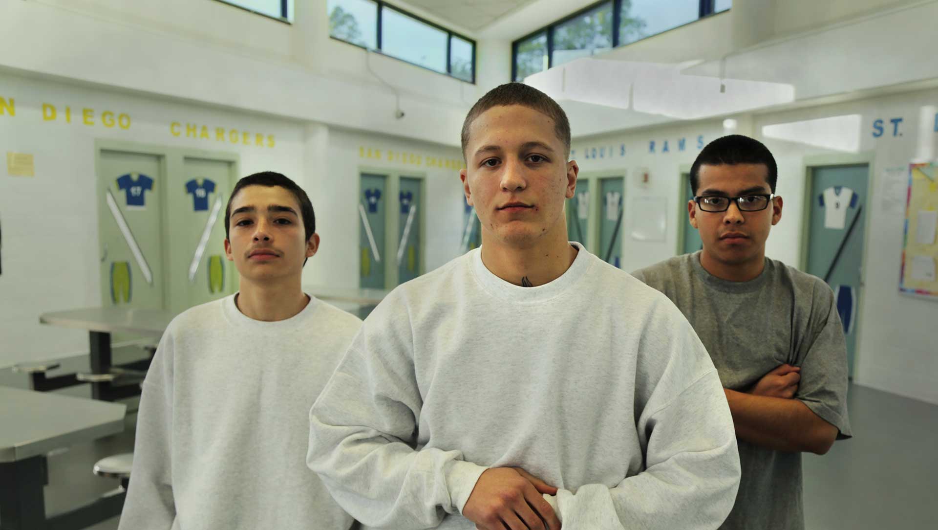 Juan, Jarad and Antonio at the Compound, a high-security Los Angeles facility for juvenile offenders.