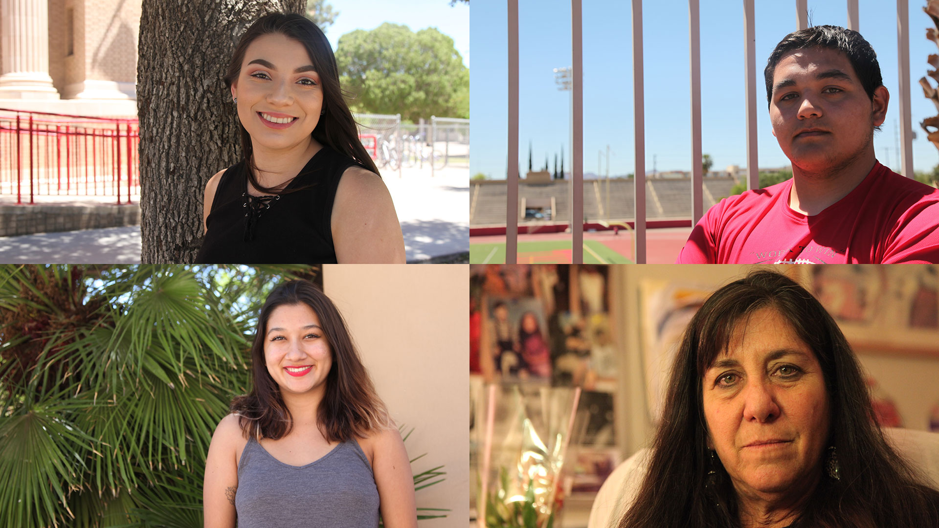 Counterclockwise from top right, Youth On Their Own participants and Tucson High graduates Michael, Victoria and Alyssa; Tucson High social worker Bonnie Kneller.