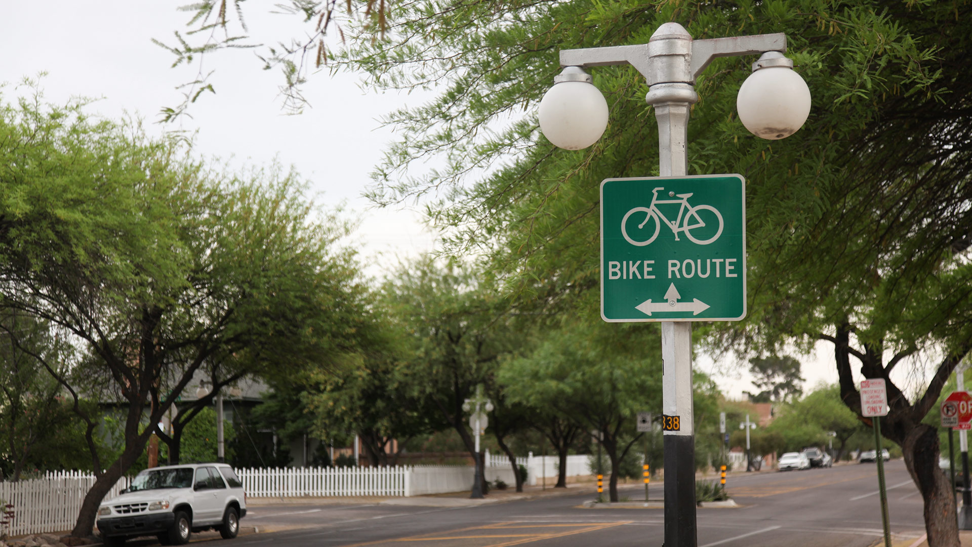 A bike lane in the Armory Park neighborhood