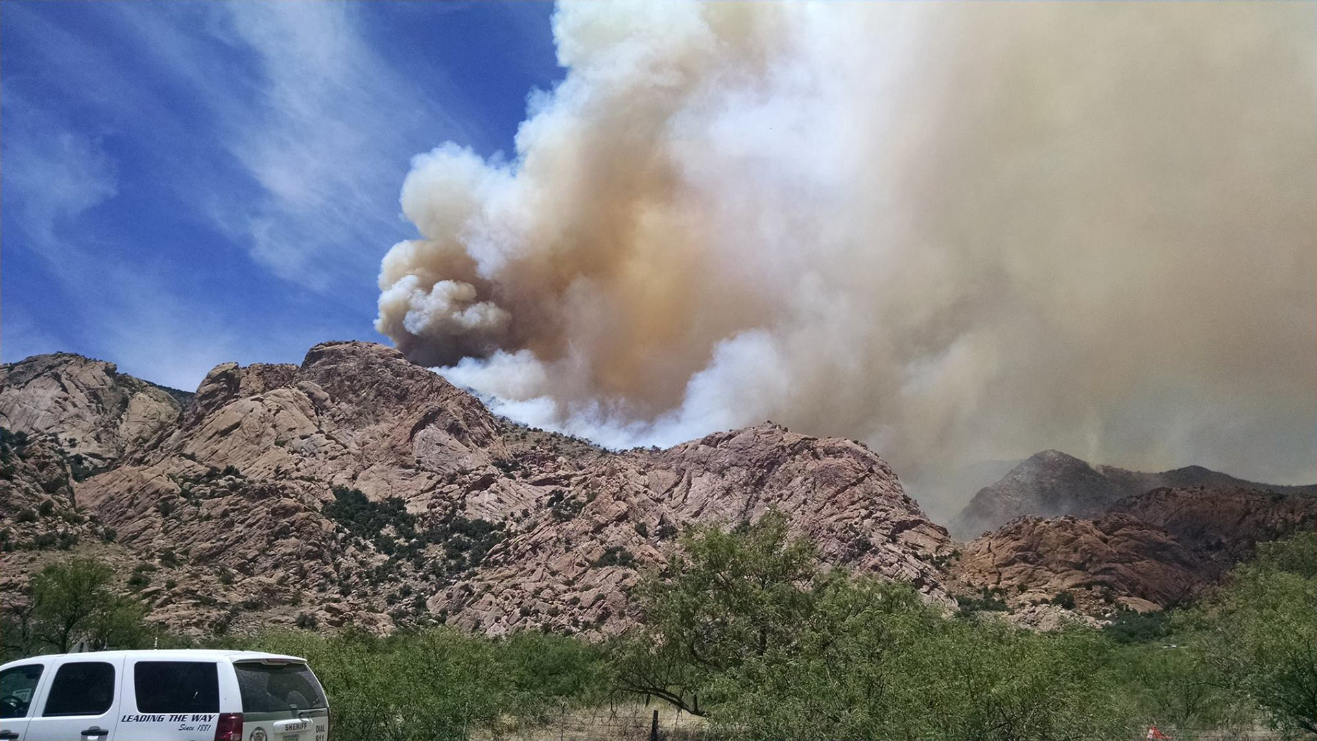 Cochise Stronghold in the Dragoon Mountains, where the Lizard Fire had burned 15,131 acres by midday June 13, 2017. Photo from June 10.