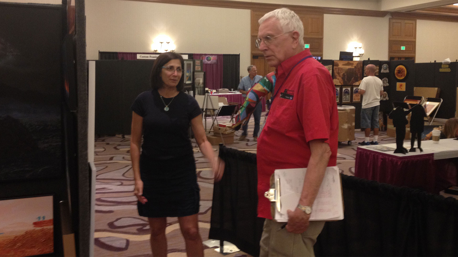 Space artists retired astronaut Nicole Stott and planetary scientist William Hartmann of Tucson meet at Spacefest VIII.