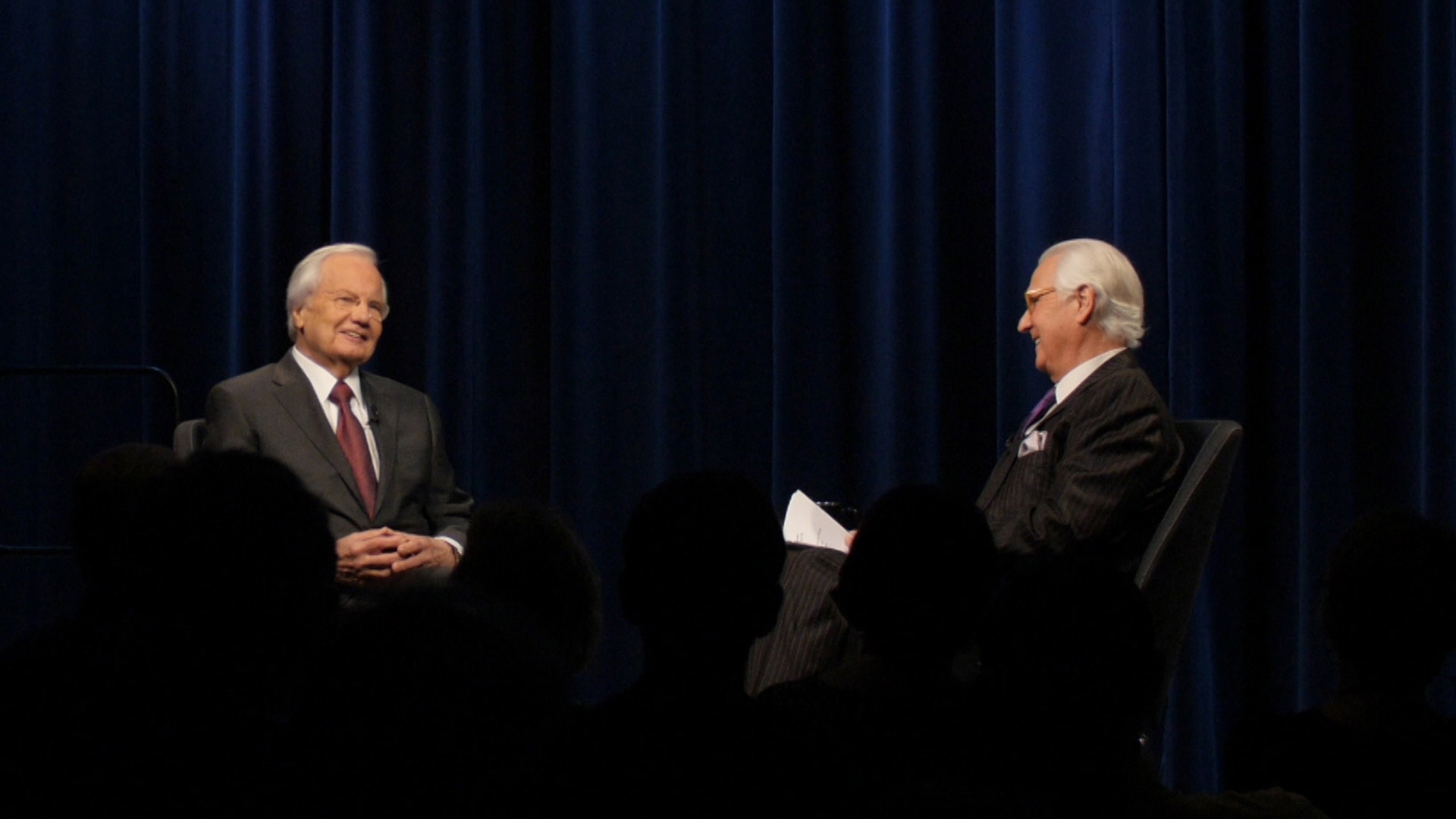 Bill Moyers (left), with retired Minneapolis journalist and news anchor Don Shelby, reflects on his long and esteemed career.