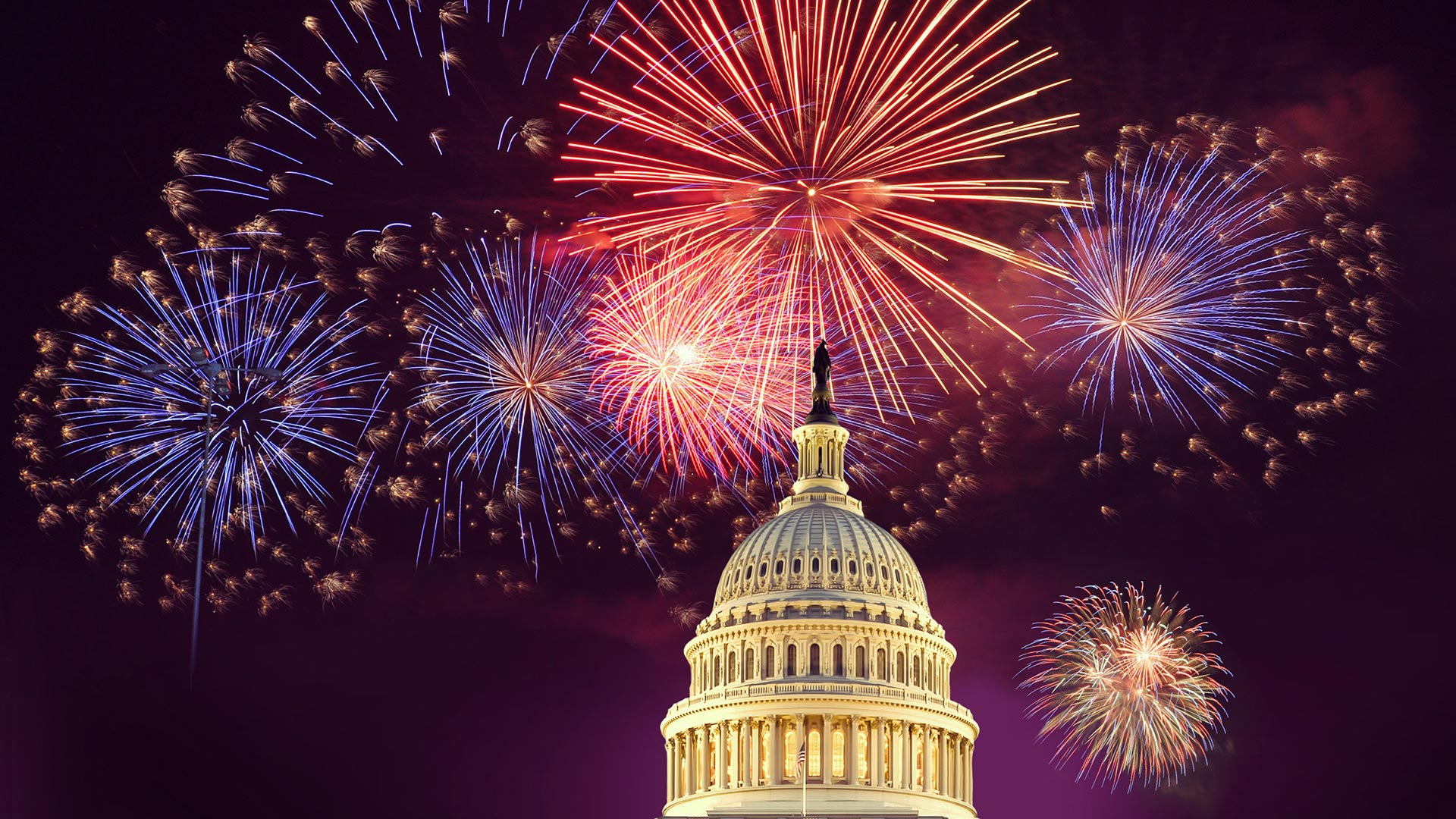 Fireworks over the Capitol Building.