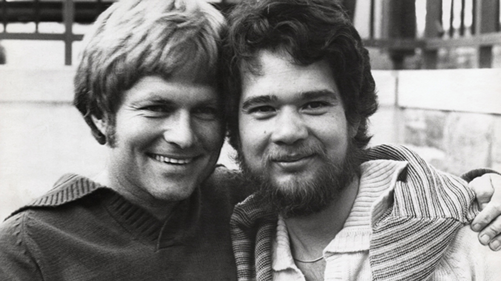 Tony Sullivan (L) and Richard Adams (R) prepare for protest march. 1975