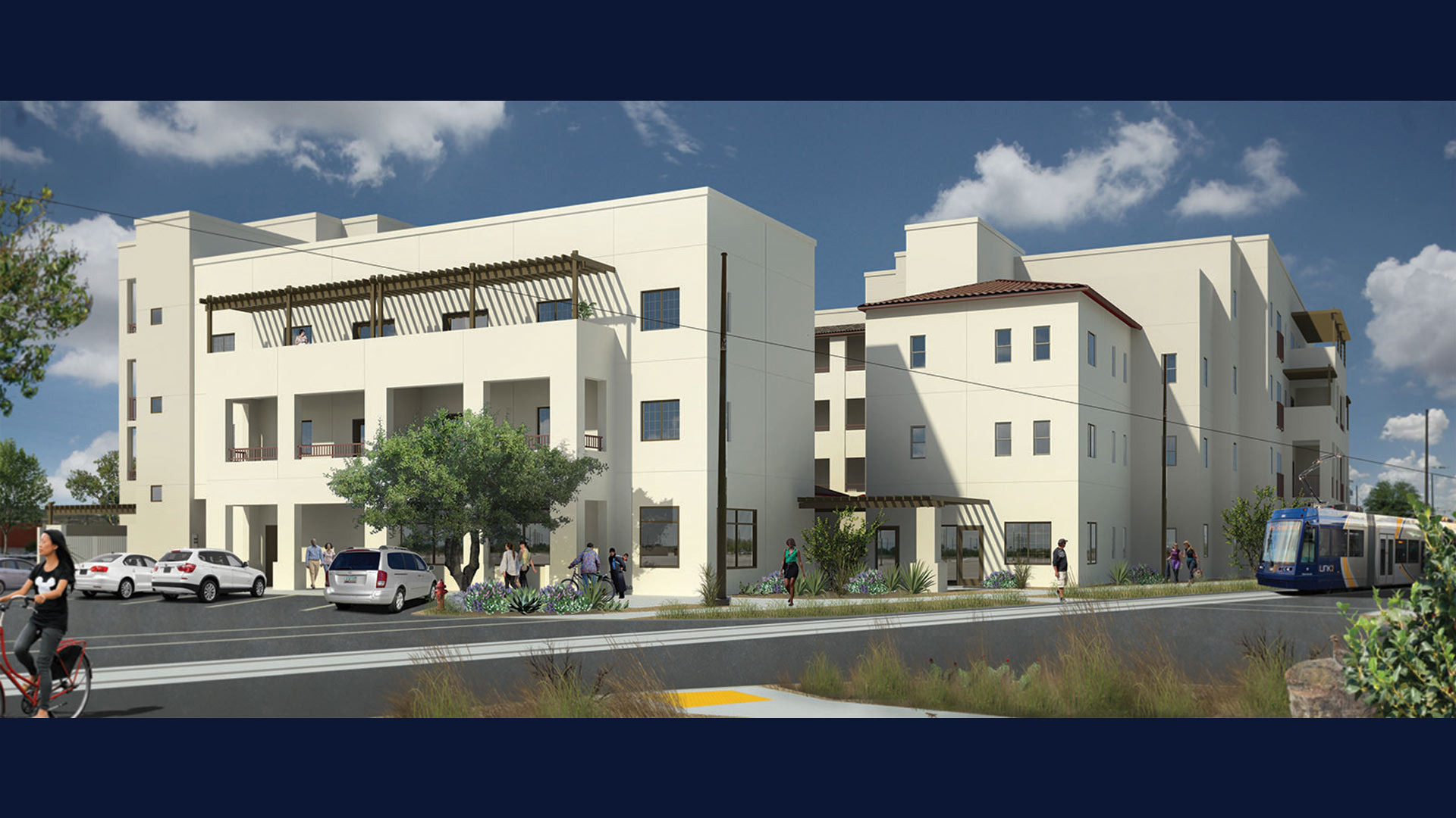 A rendering of the West End Station, an affordable housing complex under construction in Menlo Park.