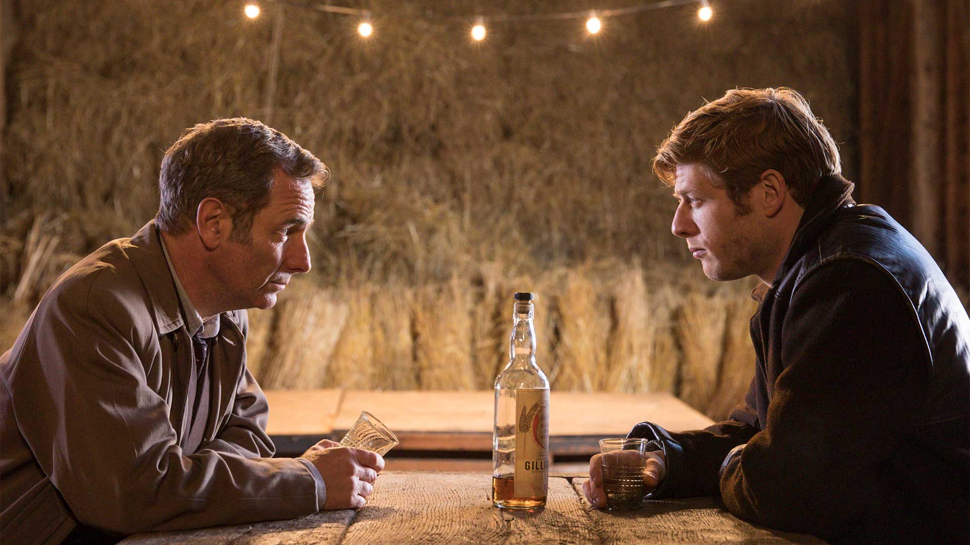 Pictured from left to right: Robson Green as Geordie Keating and James Norton as Sidney Chambers