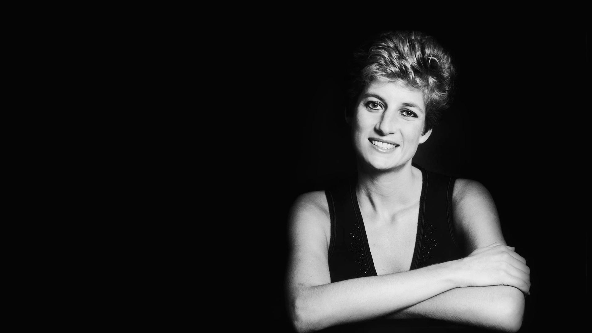 Portrait of Diana against a black background circa 1995