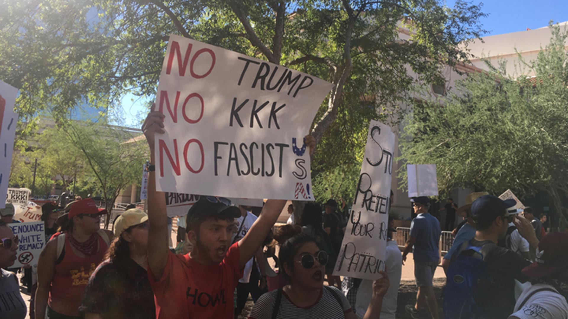 Protesters Trump rally hero