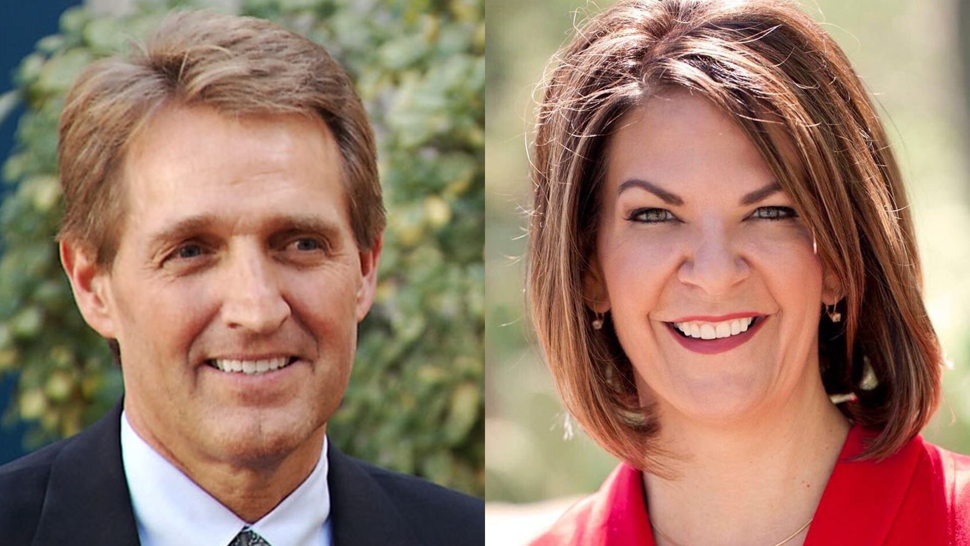 U.S. Sen. Jeff Flake and Kelli Ward, a Republican challenger for his seat.