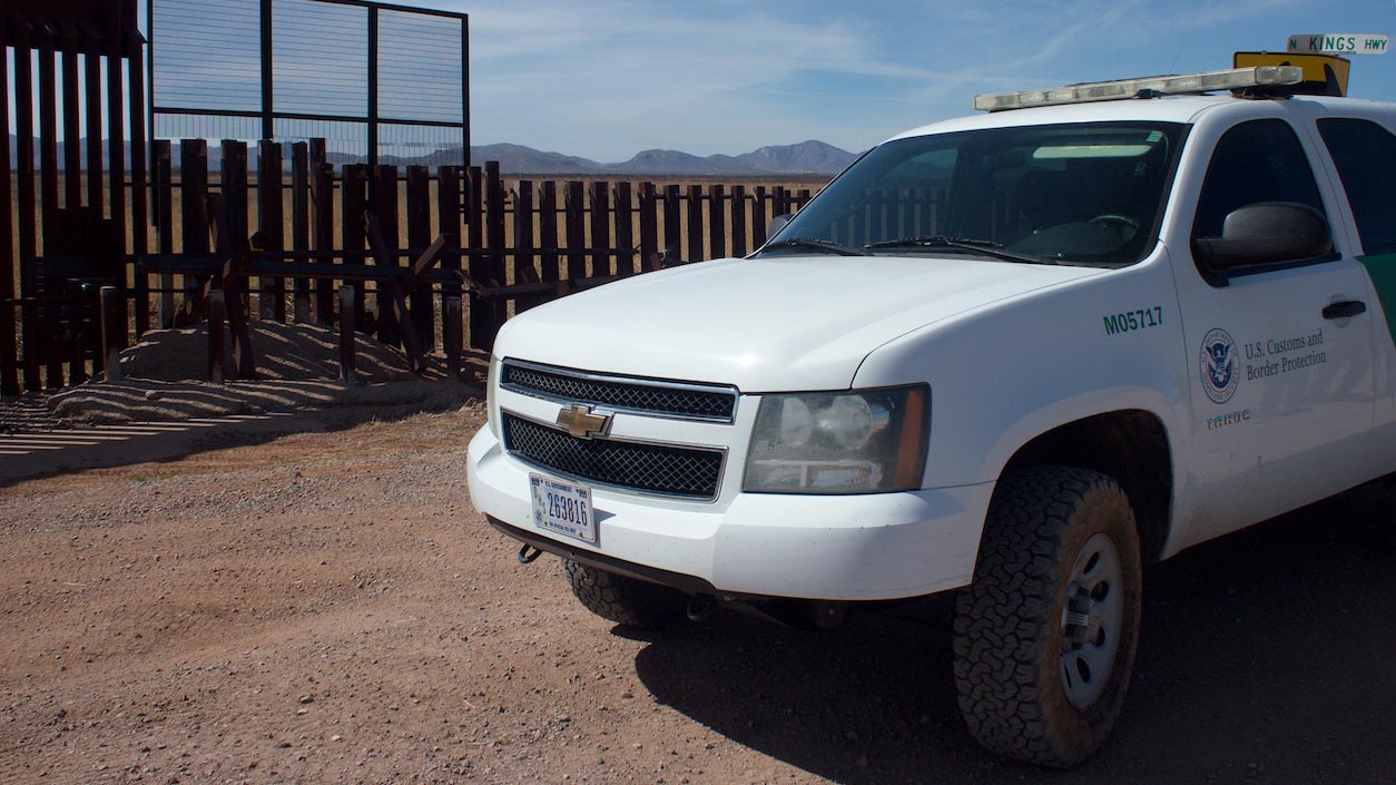 The Homeland Security Department's wall separating Douglas, Arizona, from Agua Prieta, Sonora, Mexico, ends about two miles west of both towns and becomes vehicle barrier intended to stop cars, not people.
