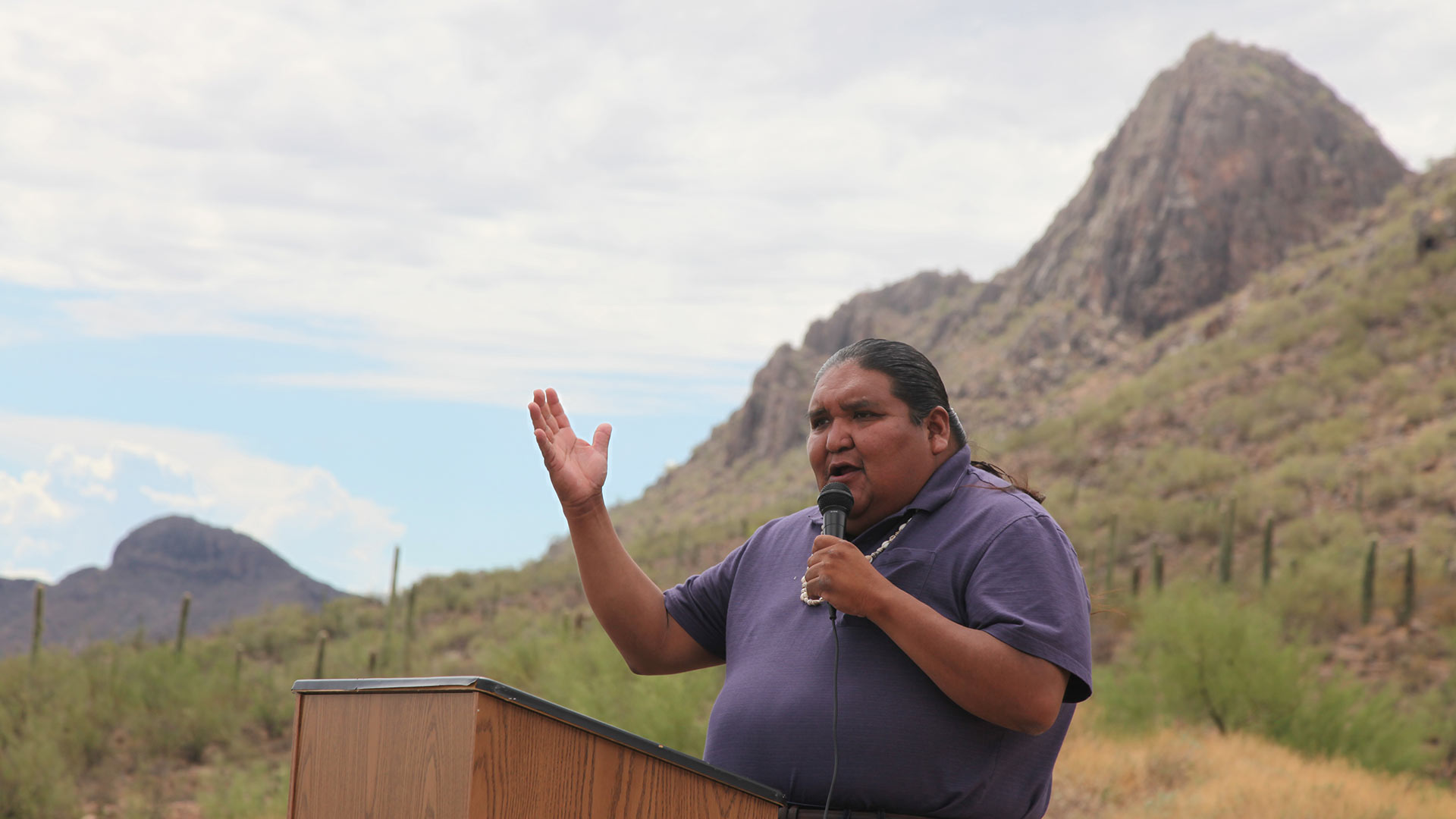 Tohono O'odham Nation Vice Chair Verlon Jose spoke Aug. 2 about the obligation to protect national monuments like Ironwood Forest, which he says provide education that can't be found "in a classroom."