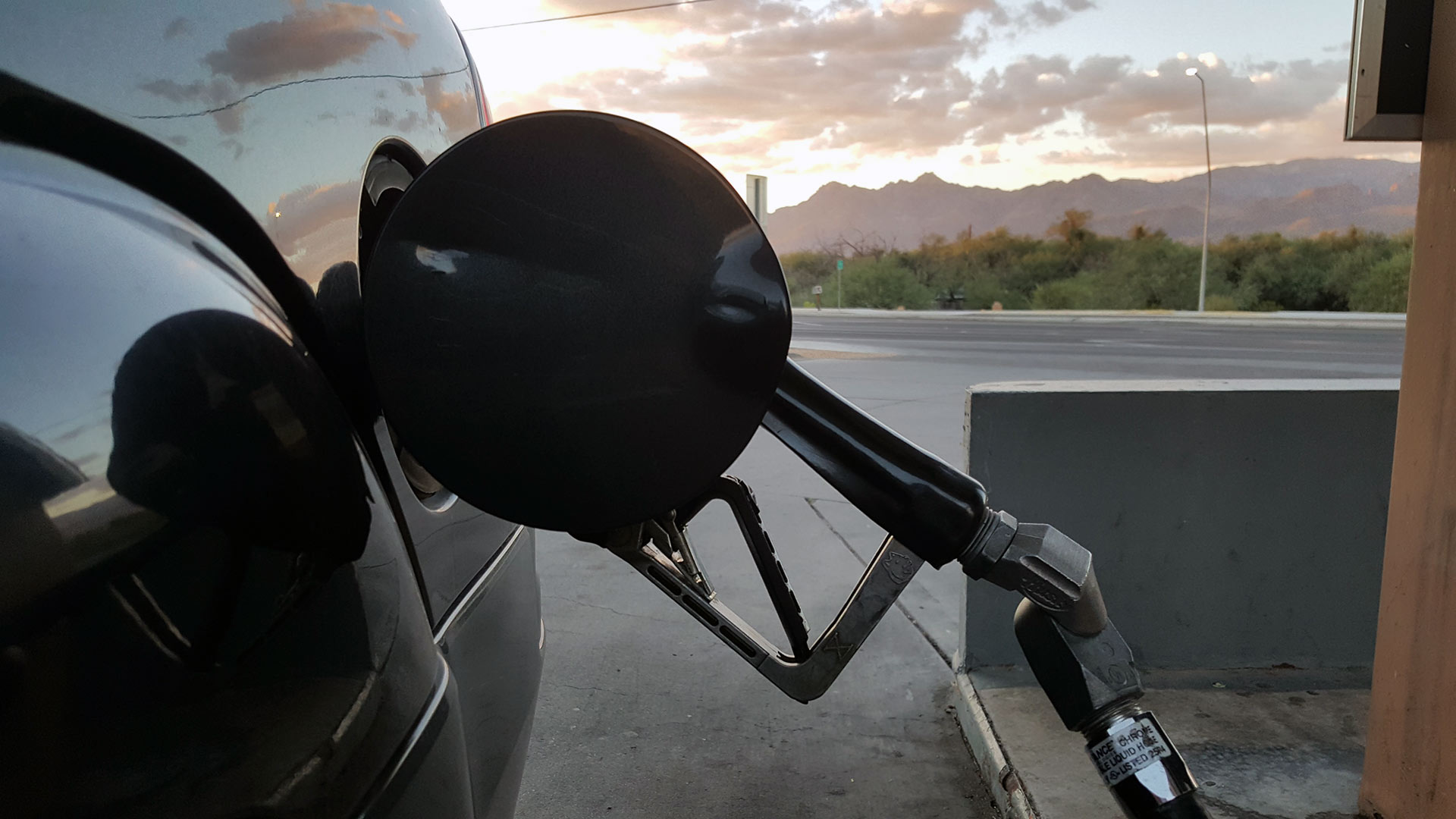 Pumping gas at a station on Tucson's east side.