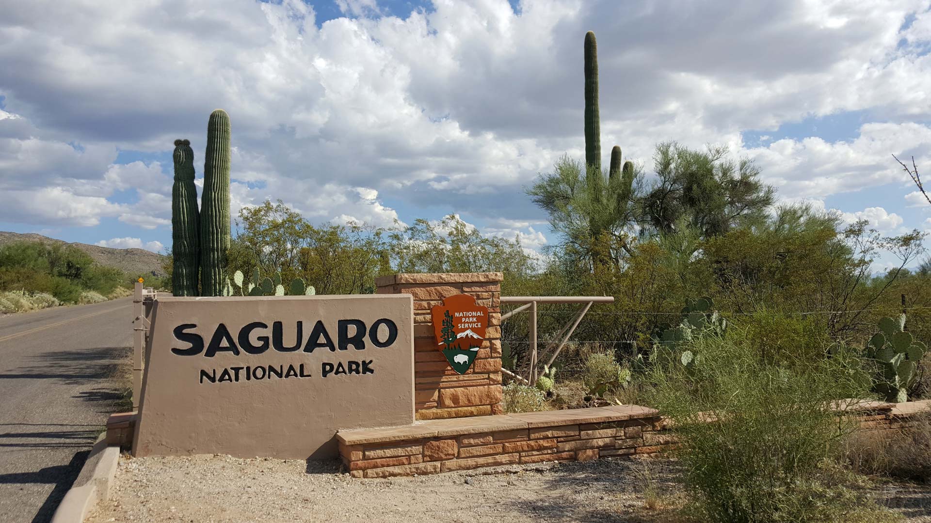 The entrance to Saguaro National Park east.