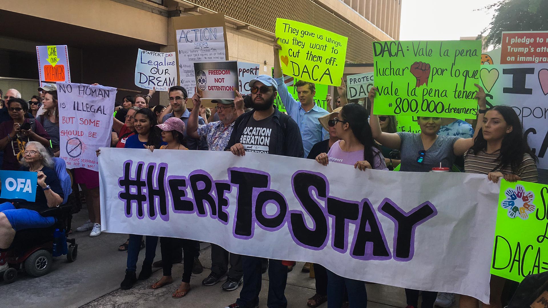 A rally at Tucson City Hall in support of the Deferred Action for Childhood Arrivals program, Sept. 5, 2017.