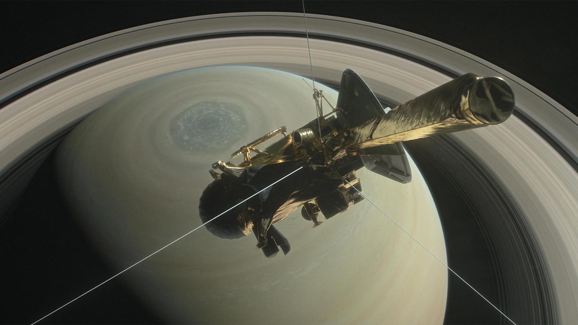 NASA's Cassini above Saturn's northern pole, ready to dive into Saturn's rings