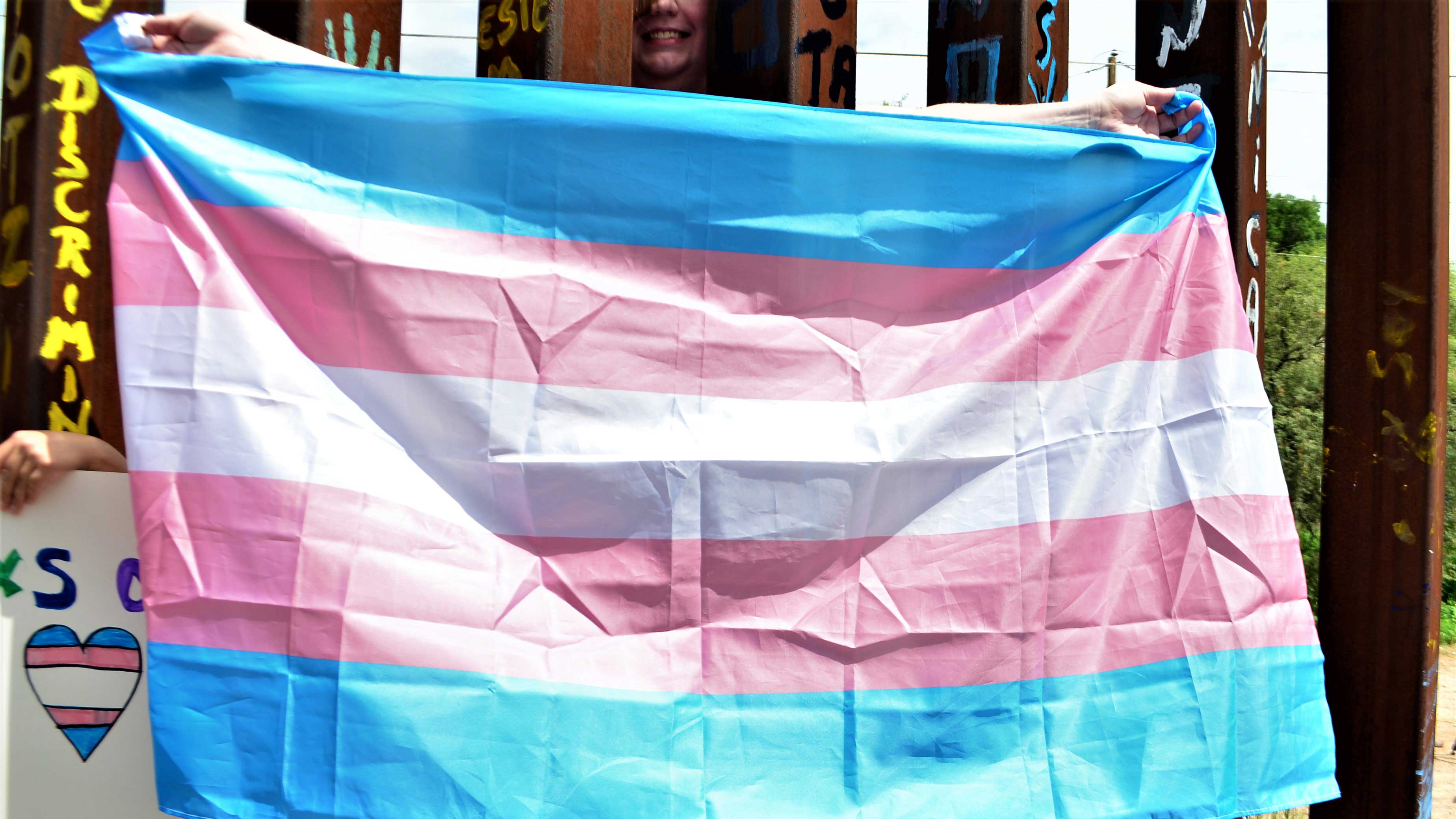 transgender flag at border spotlight