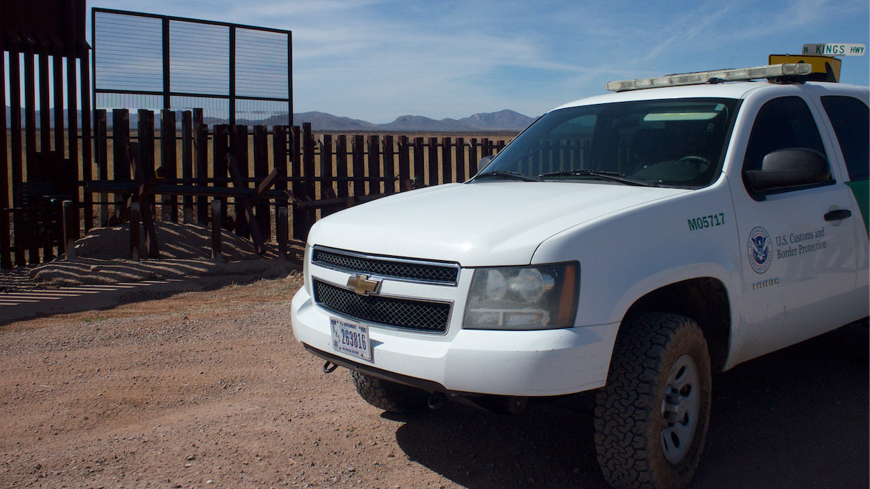 The Homeland Security Department's wall separating Douglas, Arizona, from Agua Prieta, Sonora, Mexico, ends about two miles west of both towns and becomes vehicle barrier intended to stop cars, not people.
