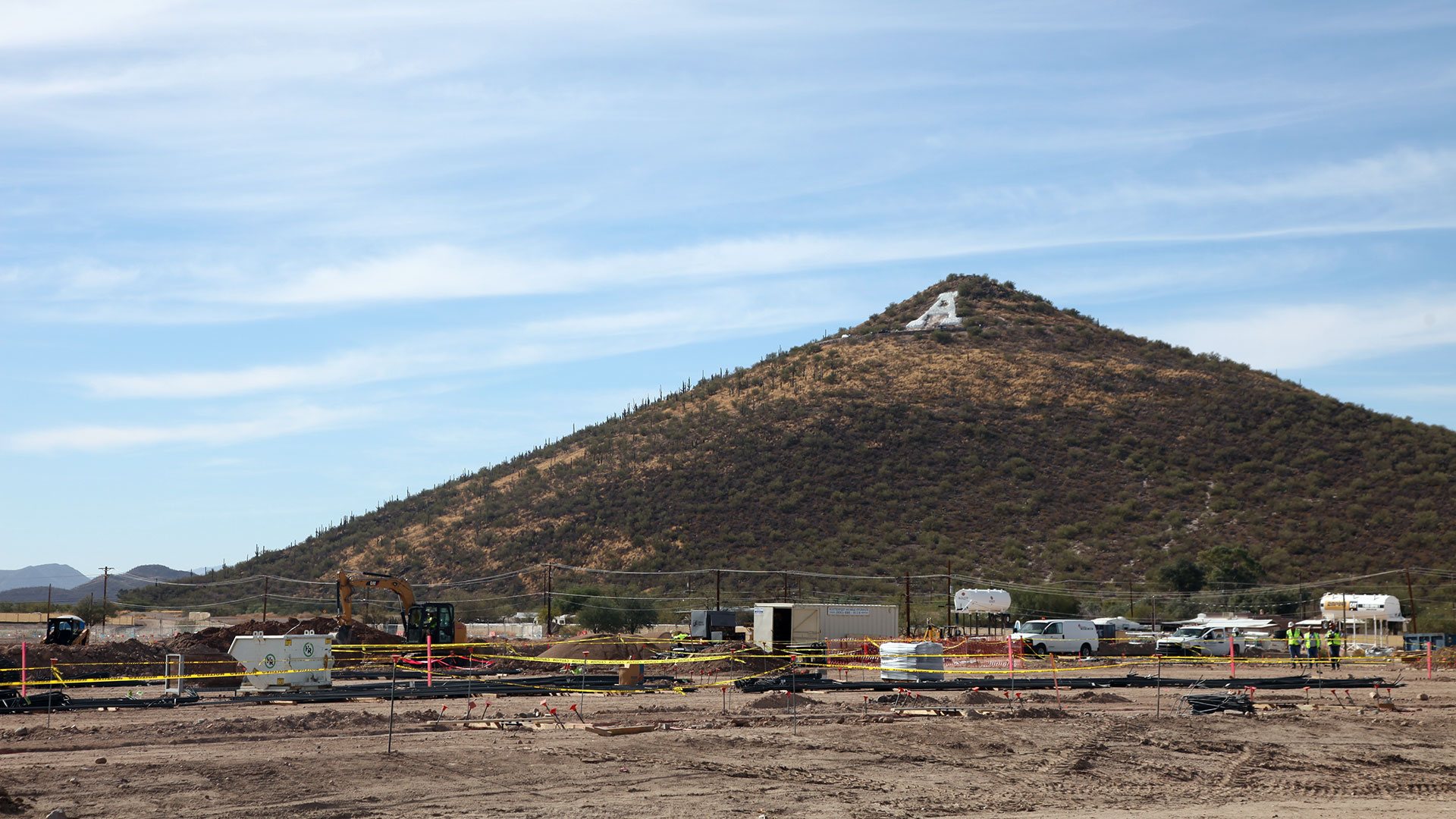 Construction near the base of 'A Mountain.'