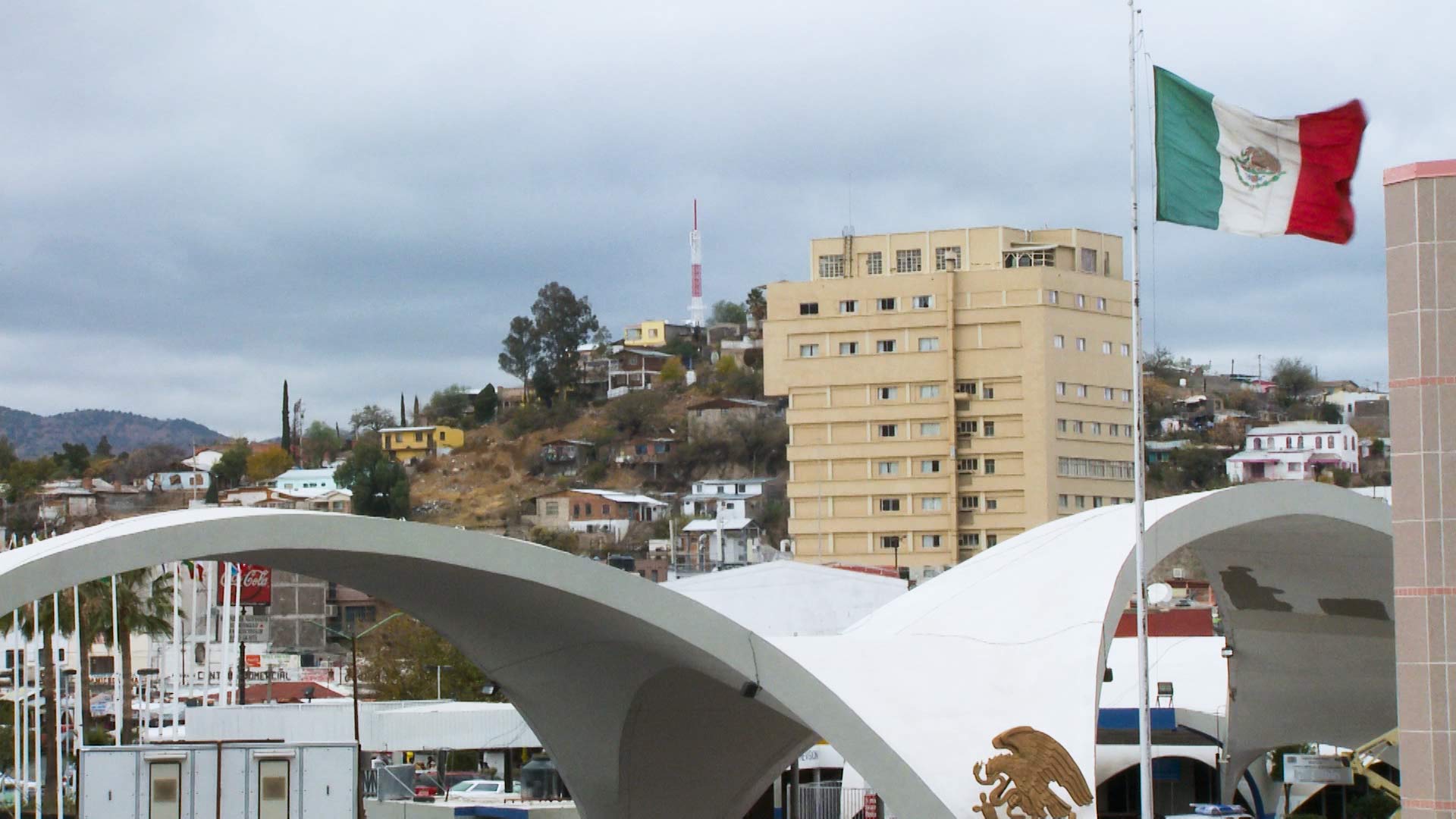 Looking toward Mexico at a border crossing in Nogales.