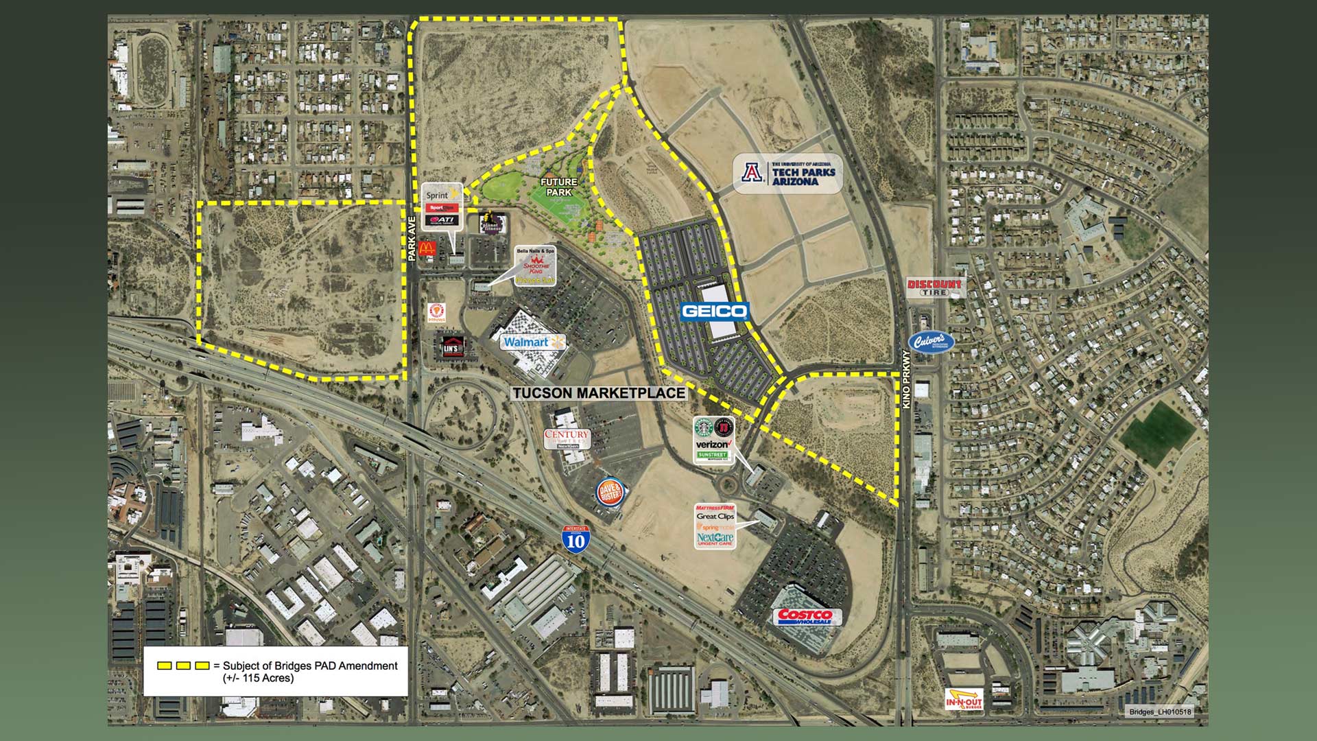 Plans for a new GEICO location at the south-side development area known as "The Bridges."