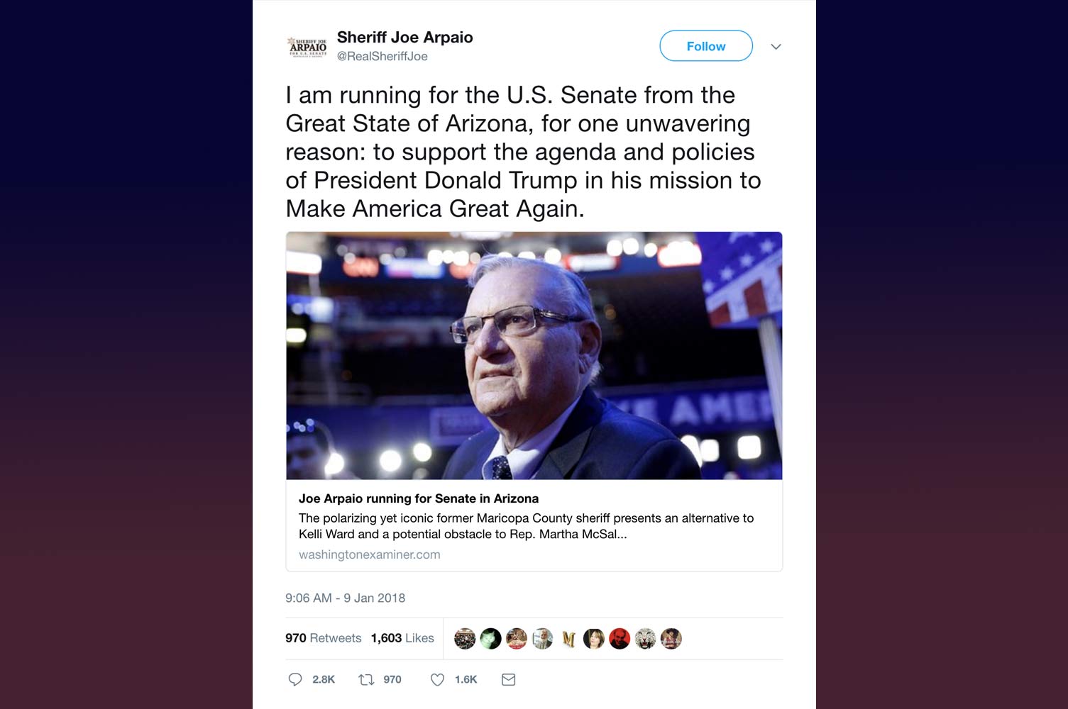 Joe Arpaio tweet view larger