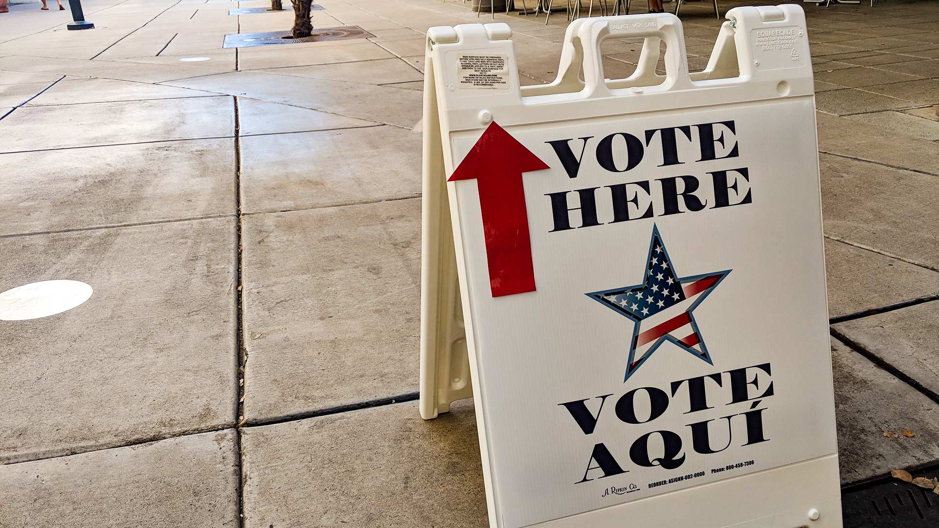 A voting location sign at the University of Arizona, 2018.