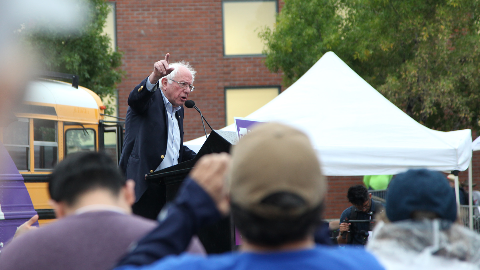 U.S. Sen. Bernie Sanders rallies people on the University of Arizona campus as he campaigns for Democratic candidate for governor, David Garcia, Oct. 23, 2018.