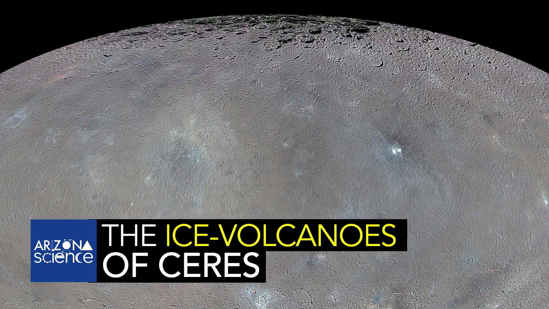 This global map shows the surface of Ceres in enhanced color, encompassing infrared wavelengths beyond human visual range. Images taken using infrared (965 nanometers), green (555 nanometers) and blue (438 nanometers) spectral filters were combined to create this view.