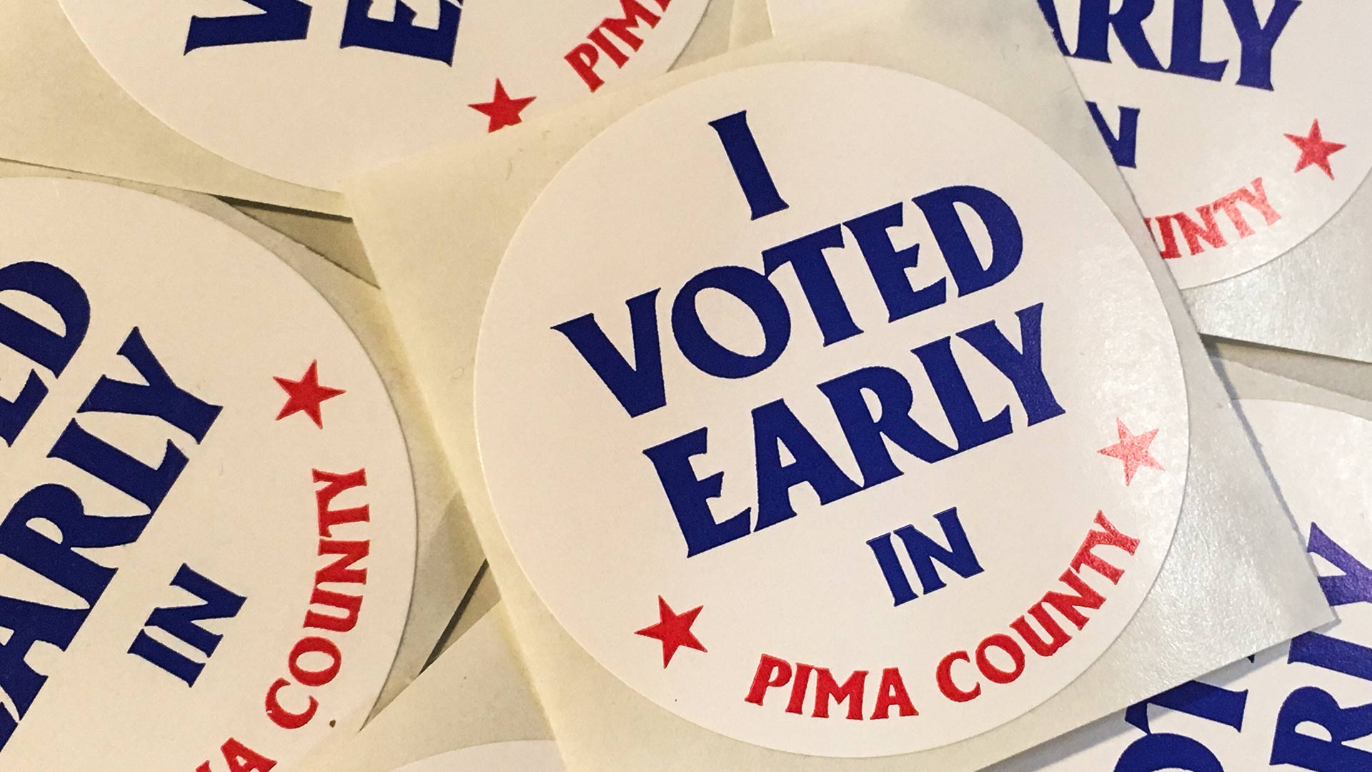 Early-ballot stickers for voters in Pima County.