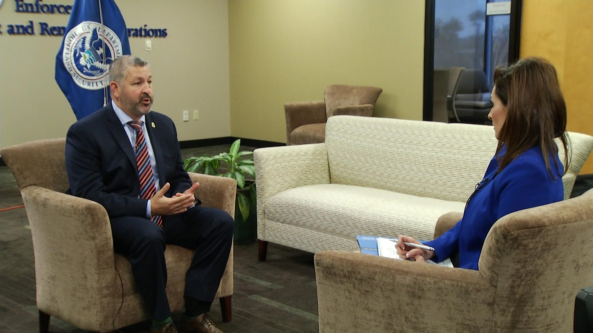 U.S. Immigration and Customs Enforcement Field Office Director Henry Lucero sits for an interview with Lorraine Rivera at ICE headquarters in Phoenix on Monday, Nov. 5, 2018. 